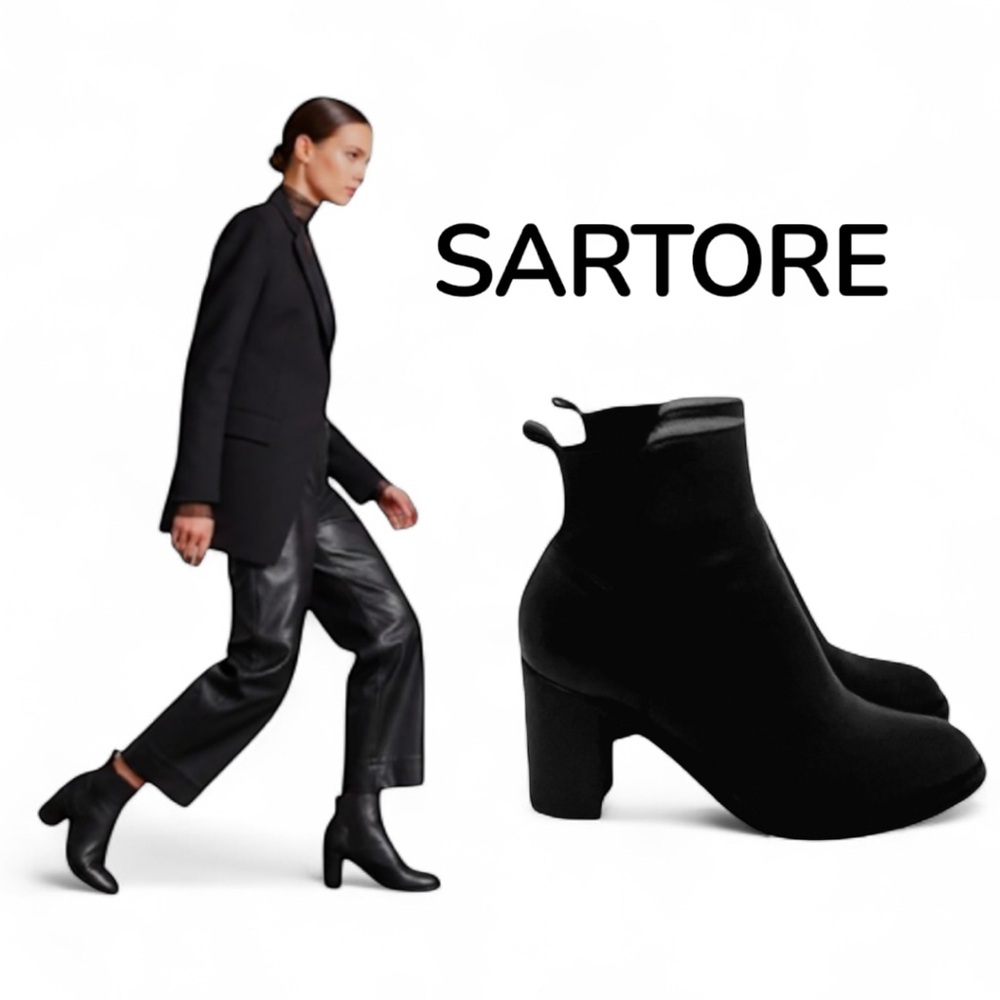 Authentic SARTORE black leather designer boots booties sz 9